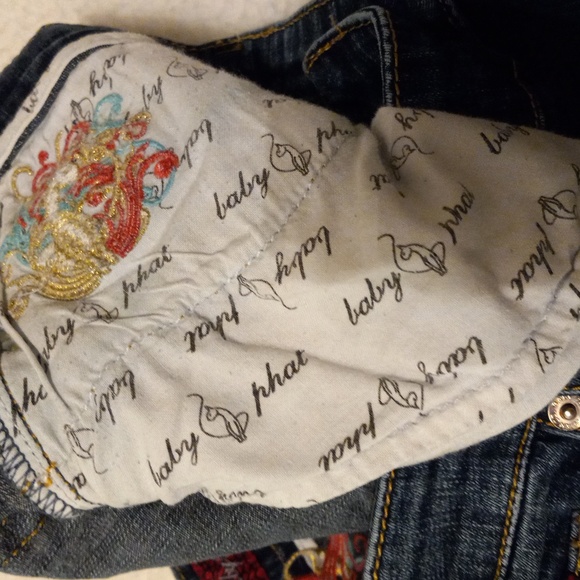 Baby Phat Bermuda Shorts JRS 11 Dark Wash Y2K Streetwear Embroidered - Picture 9 of 13